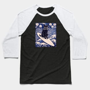 Midnight Surf Kitty Baseball T-Shirt